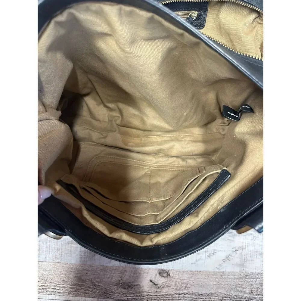 Vintage 90s y2k Ellen Tracy Black Cow Hide Leather Shoulder Bag